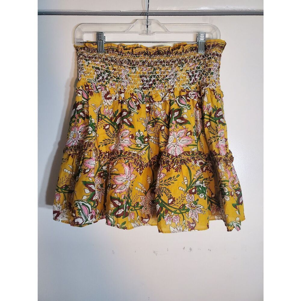 Jennifer & Grace 100% Cotton Made In India floral Yellow And Red Skirt Size XL
